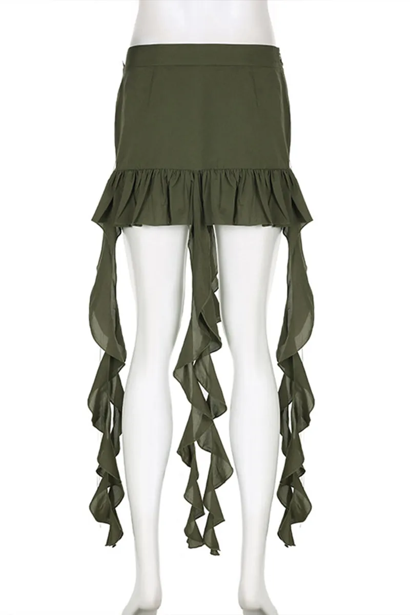QQ3310 Ruffle Mini Skirt