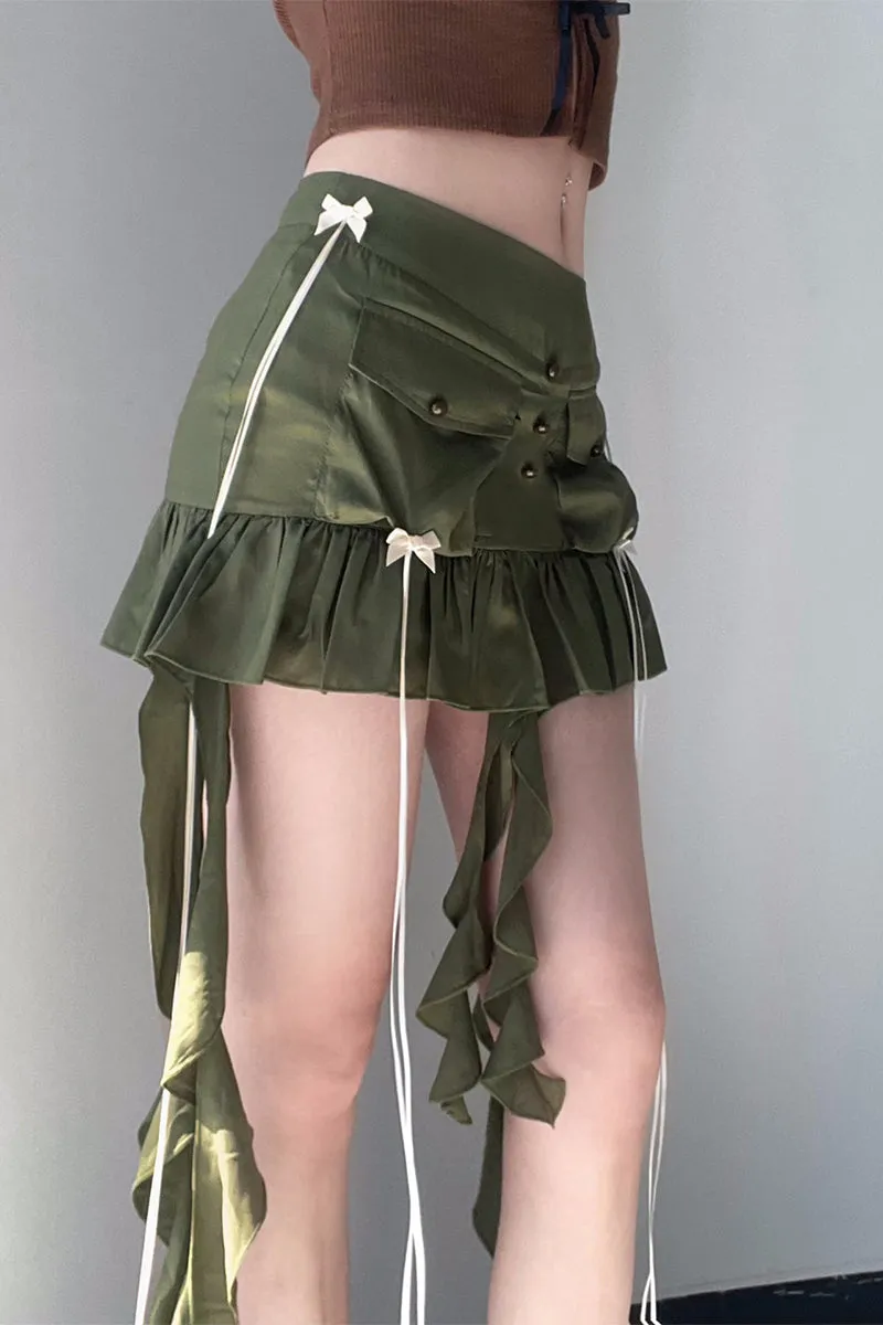 QQ3310 Ruffle Mini Skirt