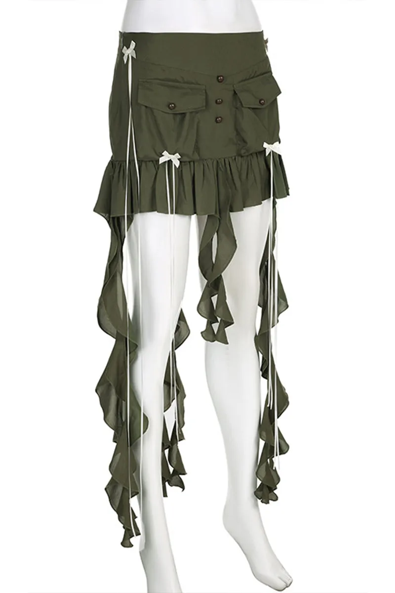 QQ3310 Ruffle Mini Skirt
