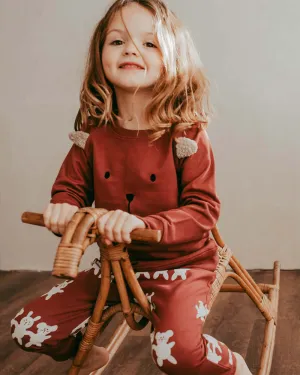 Red Best Friends Print Harem Style Joggers