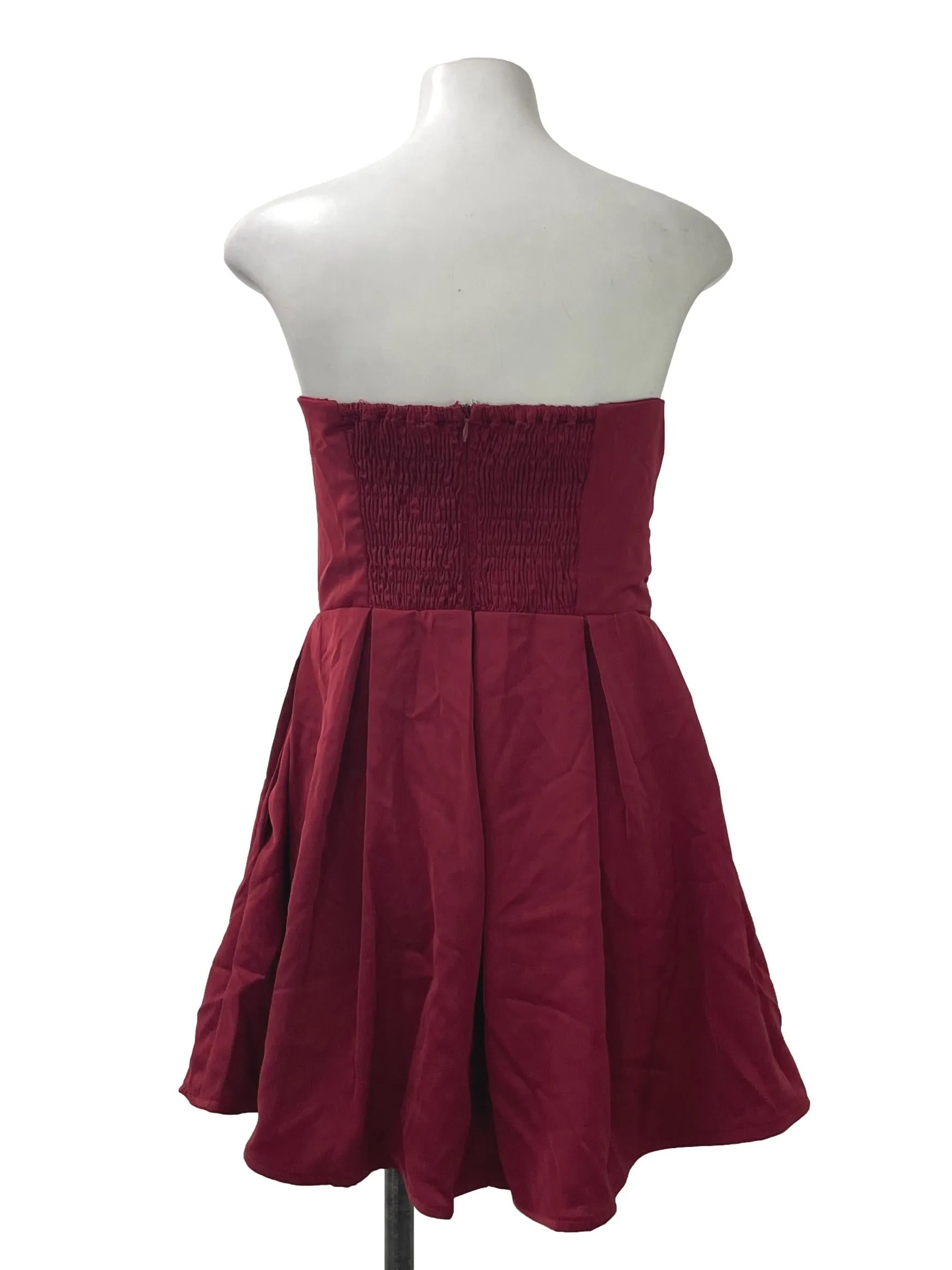 Red Pleated Sweetheart Dress