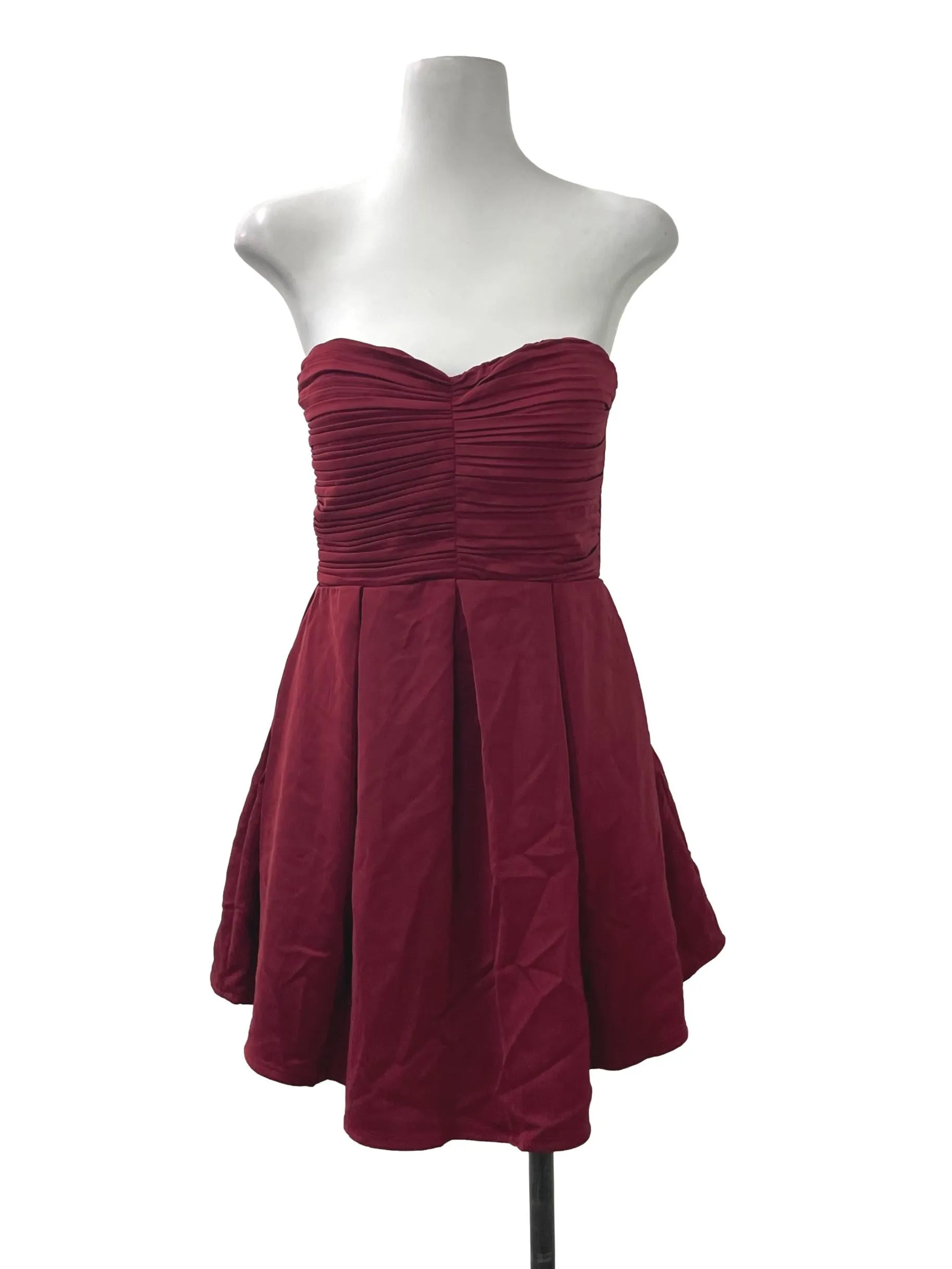 Red Pleated Sweetheart Dress