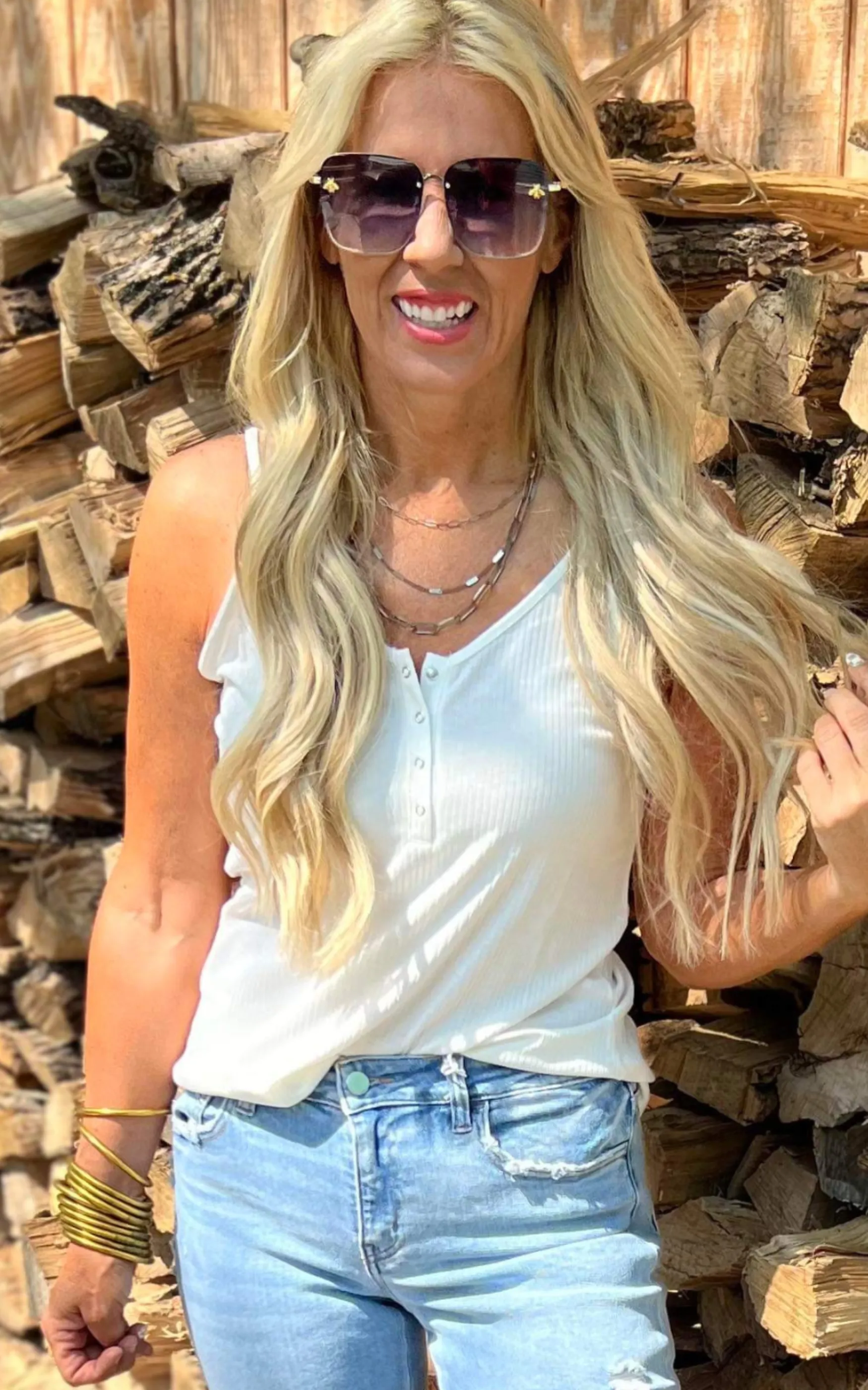 RIBBED SNAP BUTTON CLOSURE CAMI TANK TOP - Final Sale