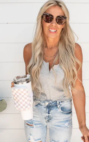 RIBBED SNAP BUTTON CLOSURE CAMI TANK TOP - Final Sale