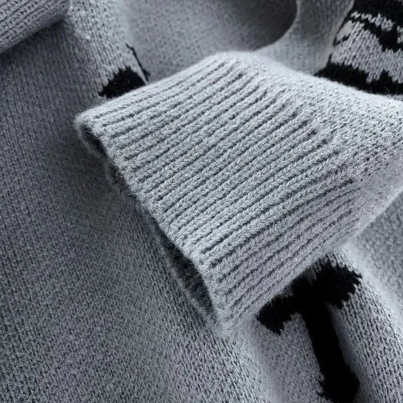 Round Neck Sweater High Street Couple Knitted Oversized Pullover