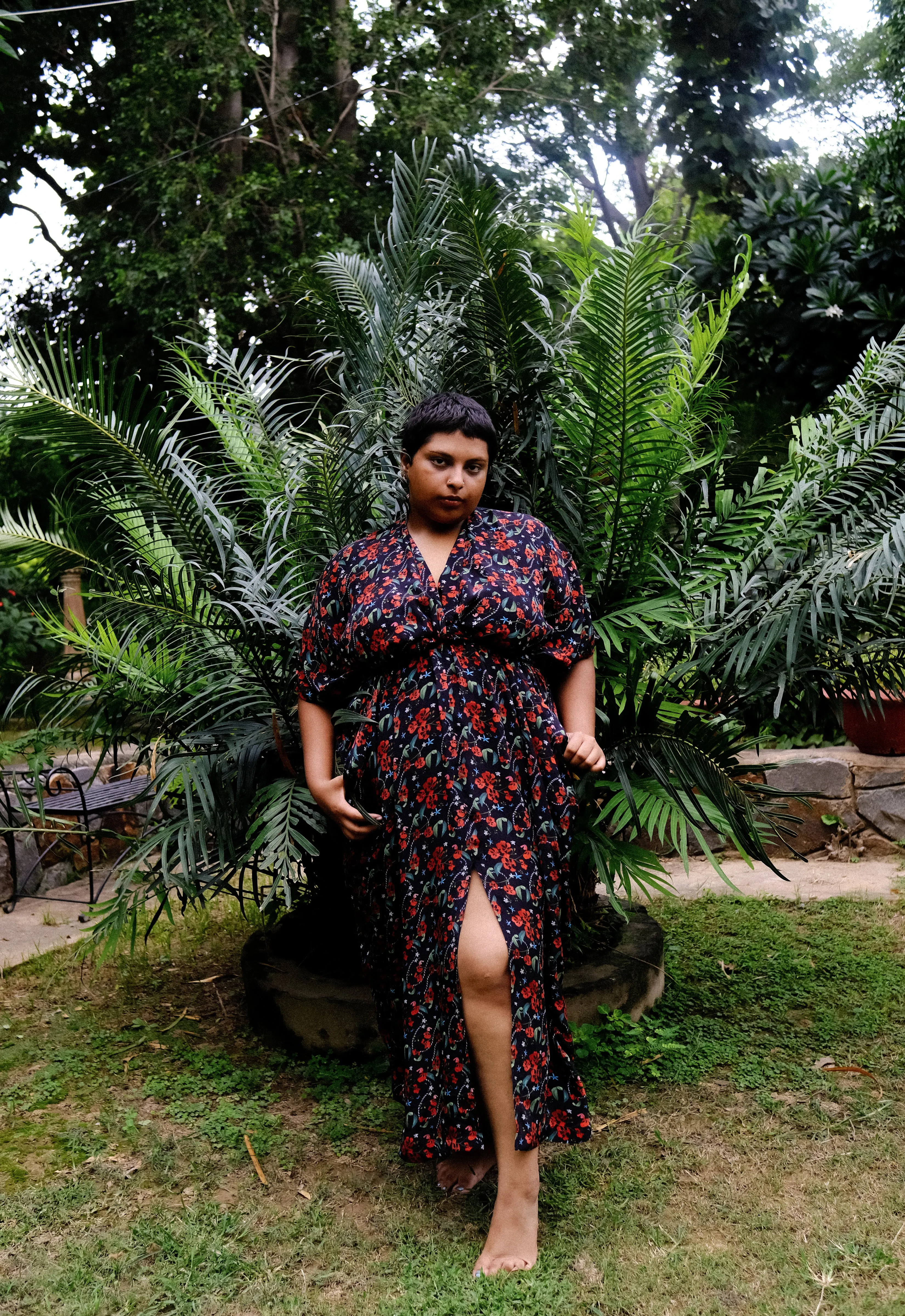 Royal Poinciana Front Or Back Tie Kaftaan Dress