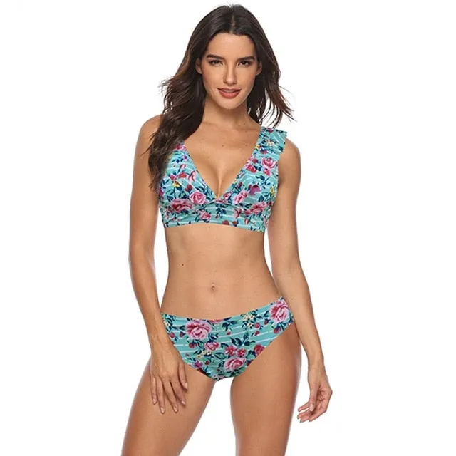 Ruffle Bandage Bikini Set Women Sexy High Cut Bathing Suit Swimsuit New Low Waist Halter Top Swimwear Summer Beachwear Biquini