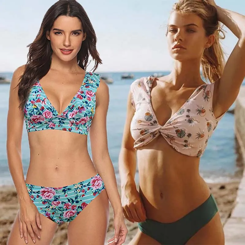 Ruffle Bandage Bikini Set Women Sexy High Cut Bathing Suit Swimsuit New Low Waist Halter Top Swimwear Summer Beachwear Biquini