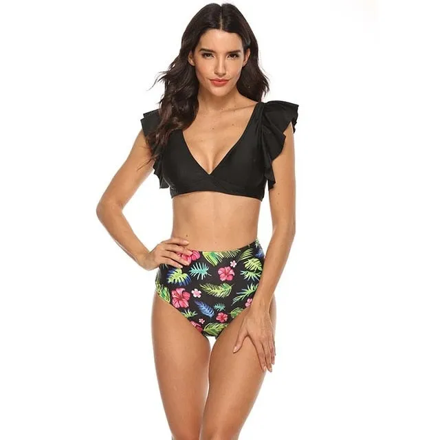 Ruffle Bandage Bikini Set Women Sexy High Cut Bathing Suit Swimsuit New Low Waist Halter Top Swimwear Summer Beachwear Biquini