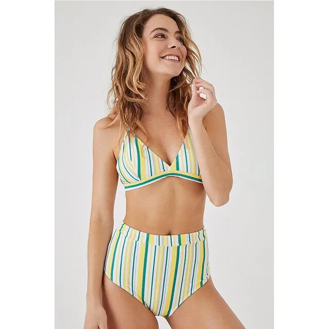 Ruffle Bandage Bikini Set Women Sexy High Cut Bathing Suit Swimsuit New Low Waist Halter Top Swimwear Summer Beachwear Biquini
