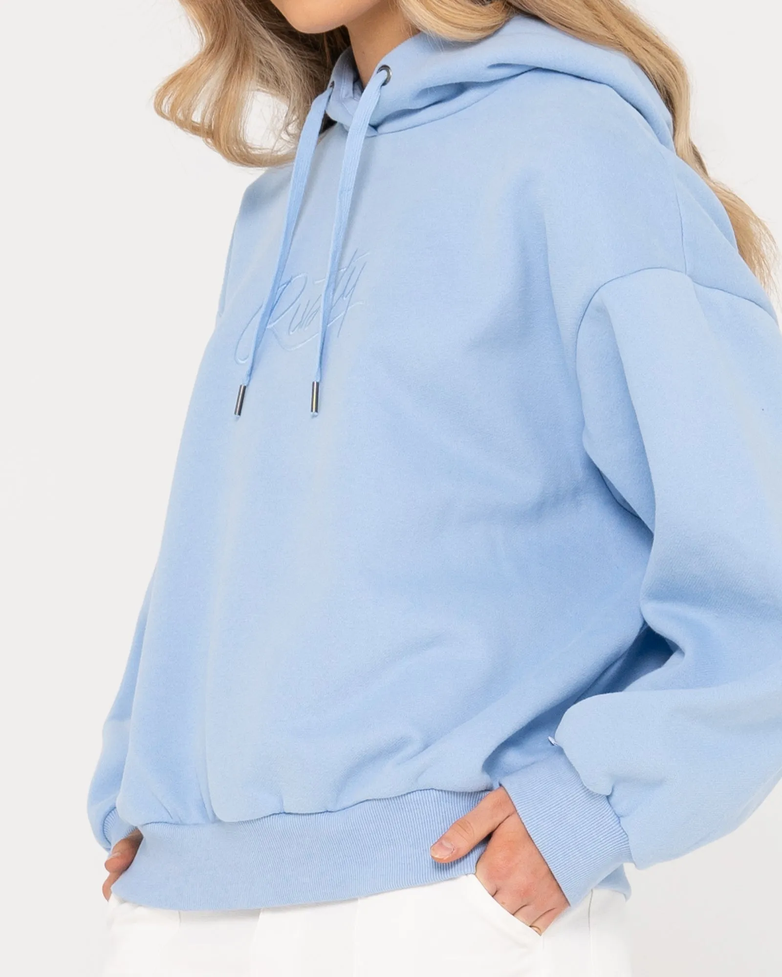 RUSTY SCRIPT OVERSIZE HOODED FLEECE