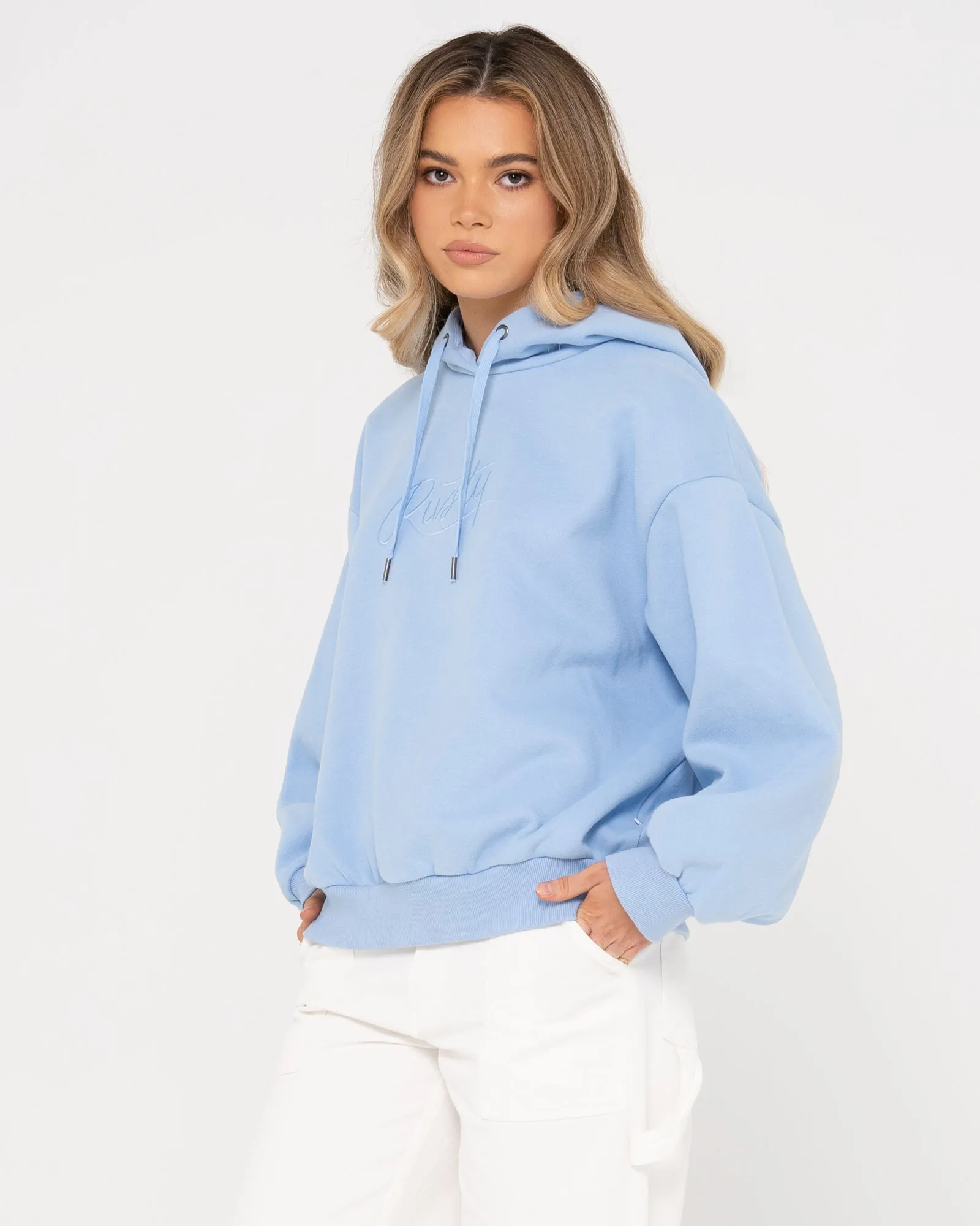RUSTY SCRIPT OVERSIZE HOODED FLEECE
