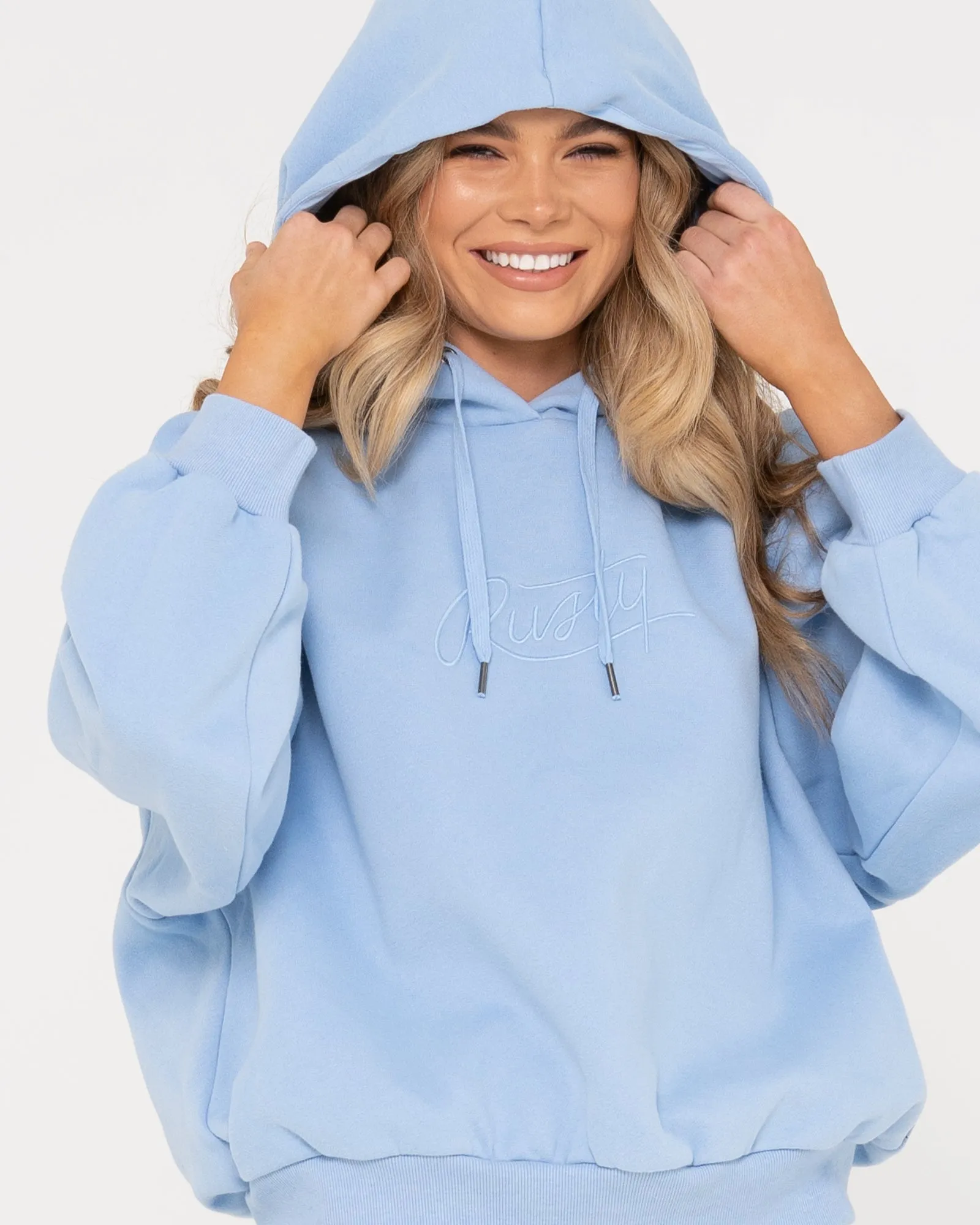 RUSTY SCRIPT OVERSIZE HOODED FLEECE