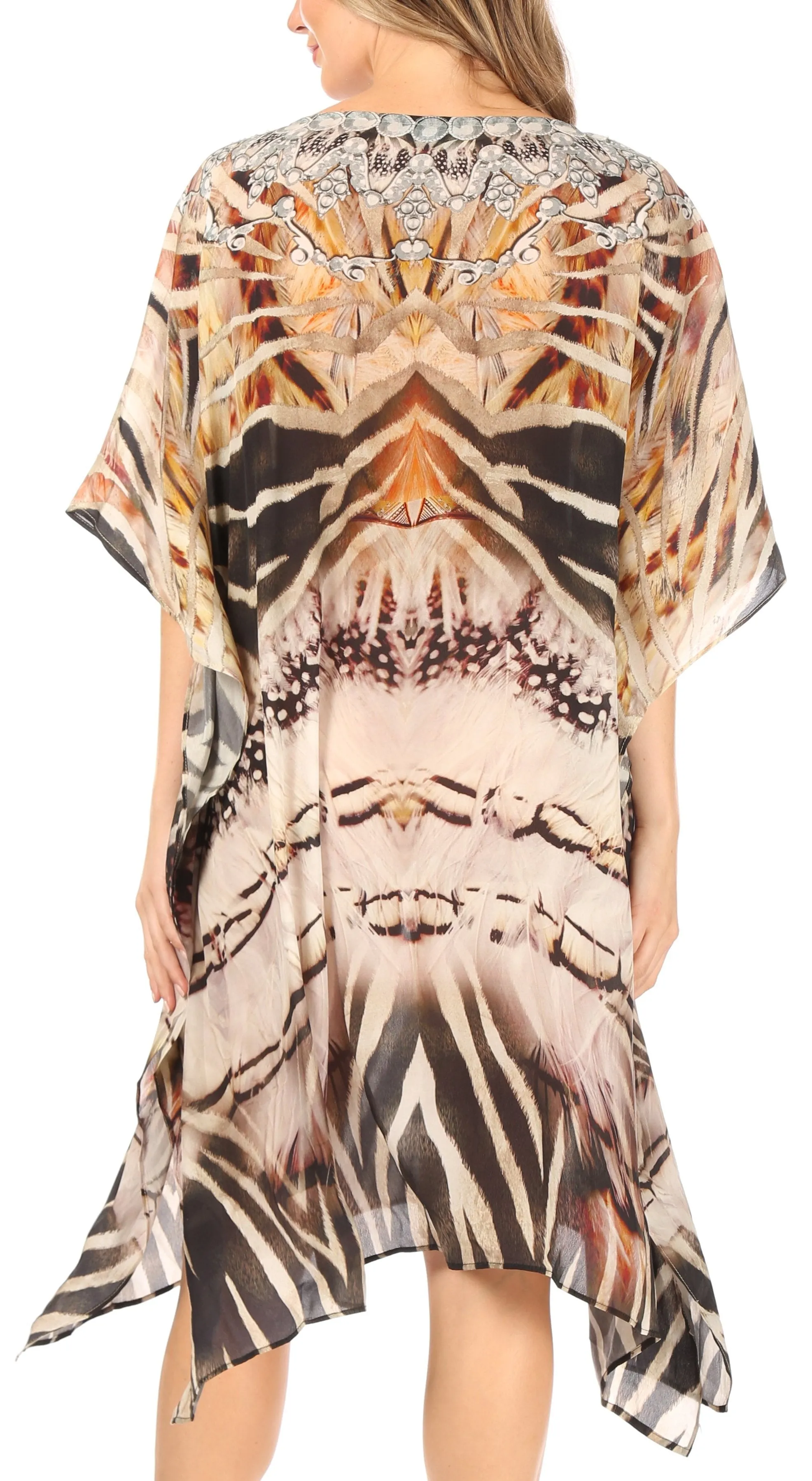 Sakkas MiuMiu Ligthweight Summer Printed Short Caftan Dress / Cover Up
