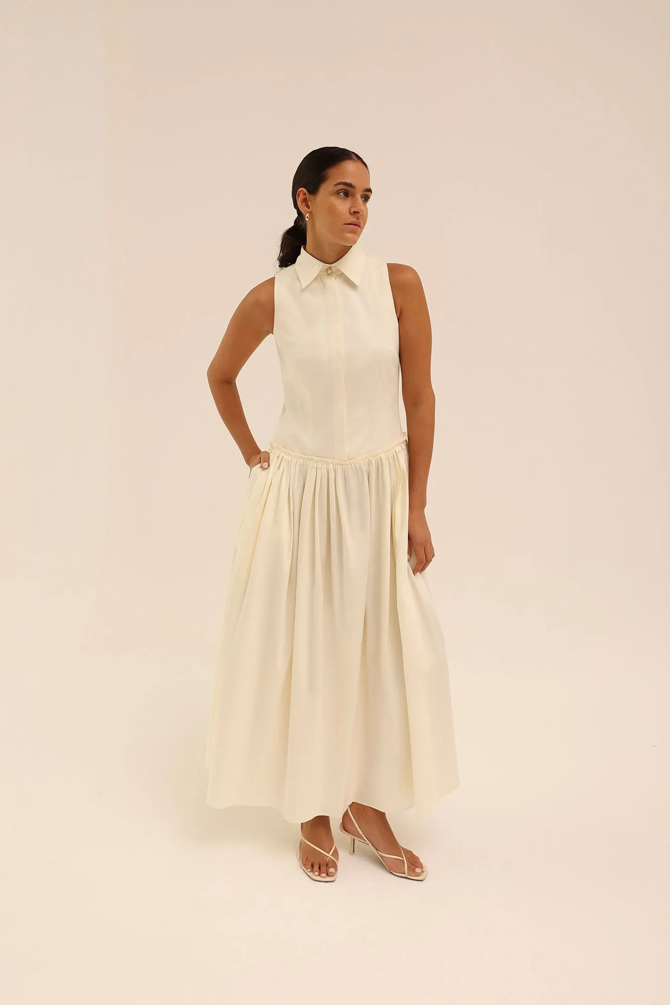 Sama Shirt Dress in Cream