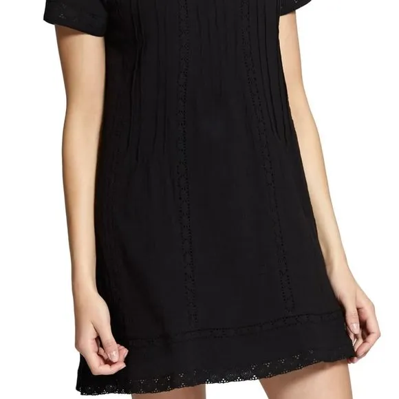 Sanctuary After Glow Pleated Lace-Trim Mini Dress