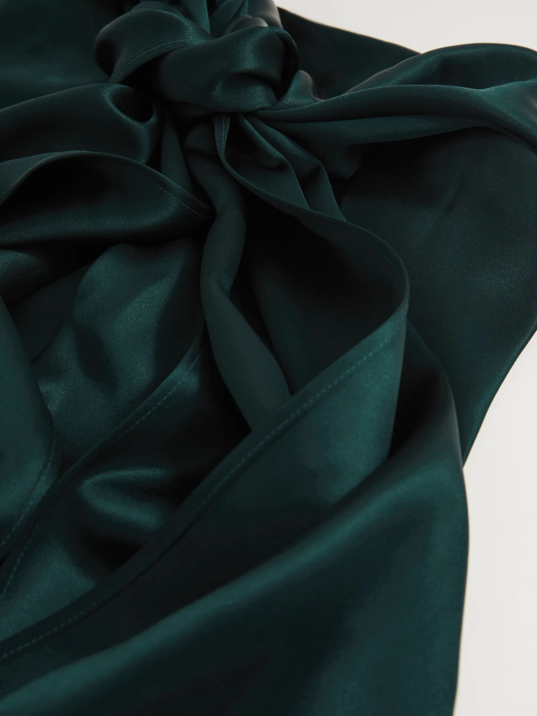 Satin Cape Sash Jumpsuit in Teal Green