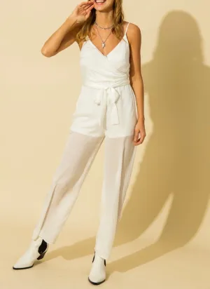Satin Faux Wrap Jumpsuit