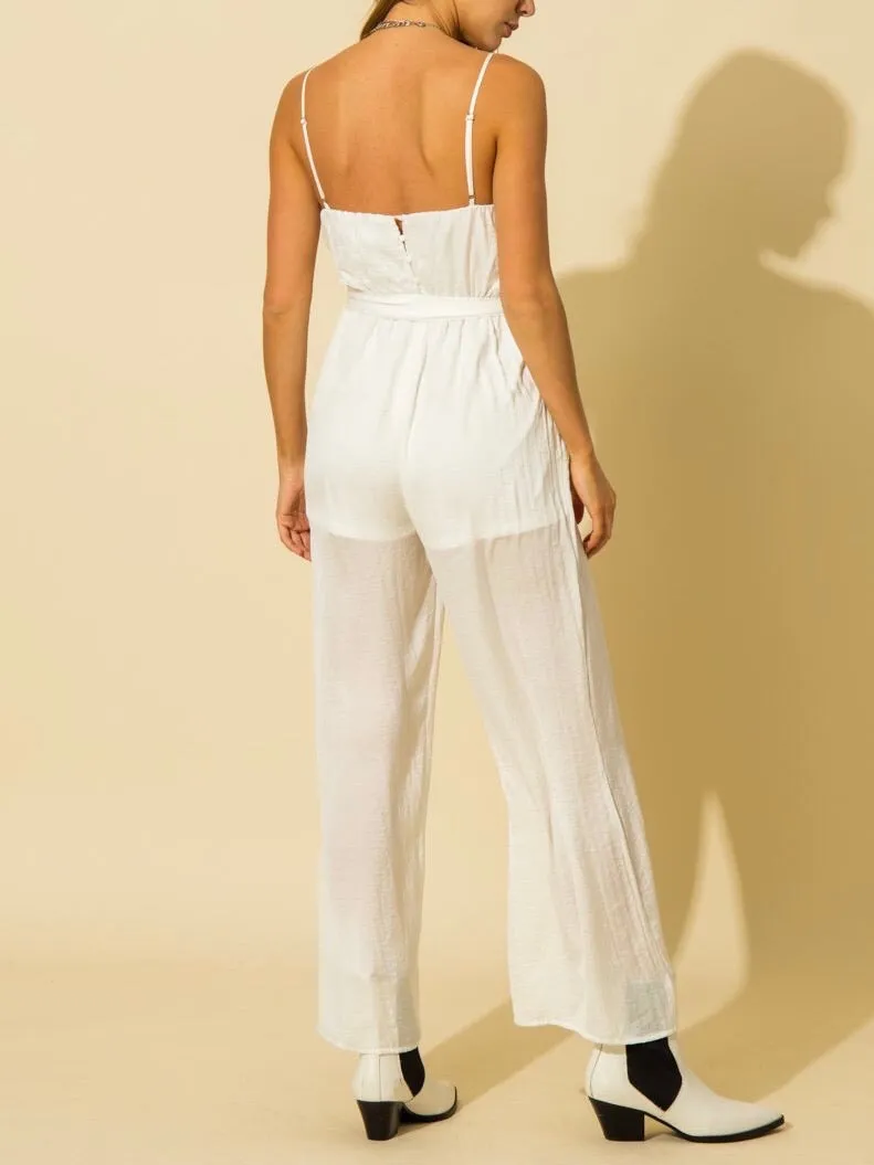Satin Faux Wrap Jumpsuit