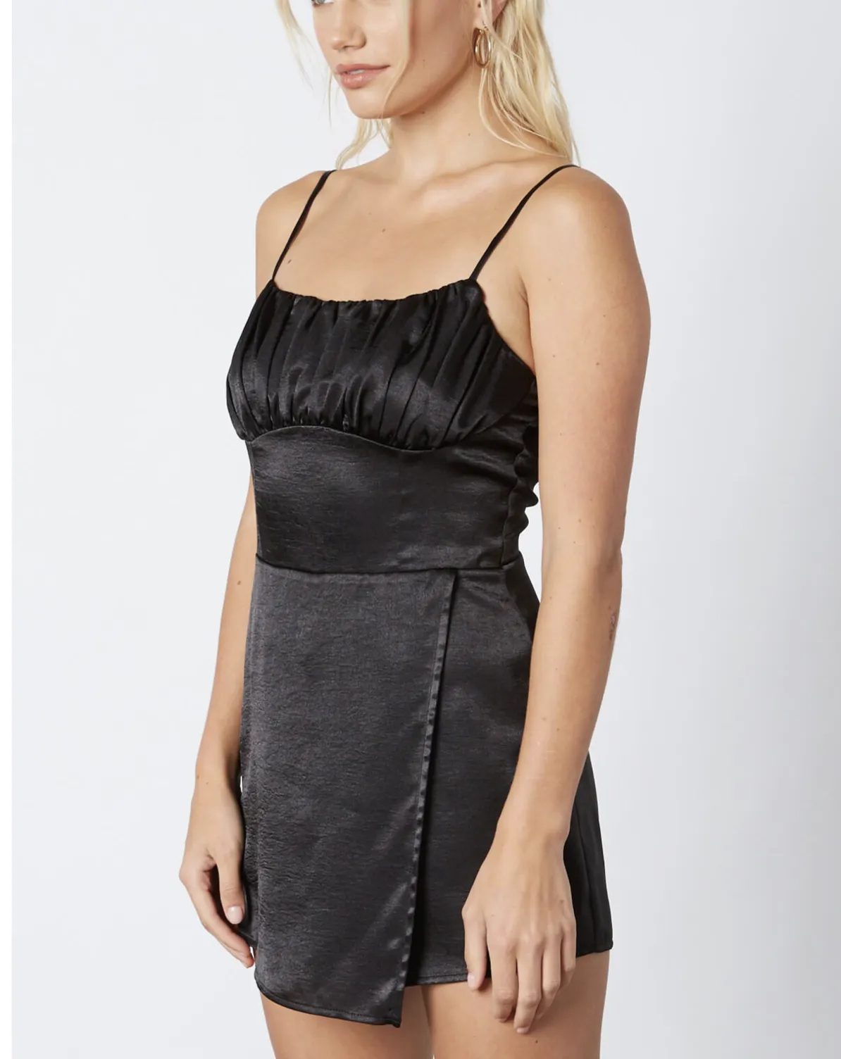Satin Faux Wrap Peasant Romper