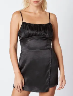 Satin Faux Wrap Peasant Romper