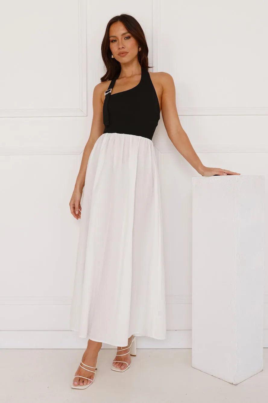 Sea Foam Halter Midi Dress White