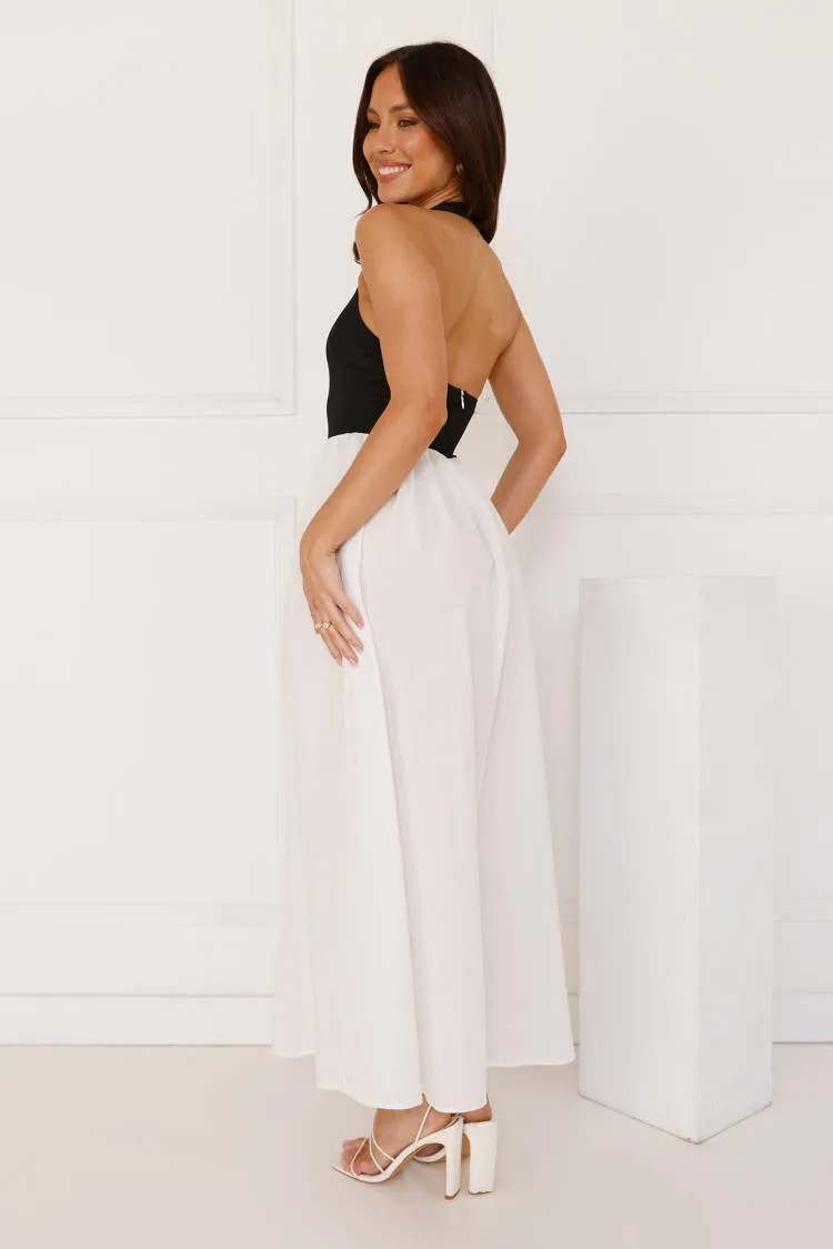 Sea Foam Halter Midi Dress White