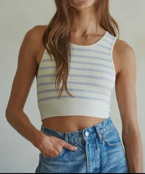 Seamless Racerback Brami | Lt. Blue & Cream
