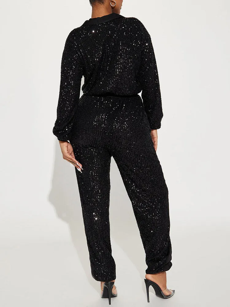 Sequin Zipper Jumpsuit