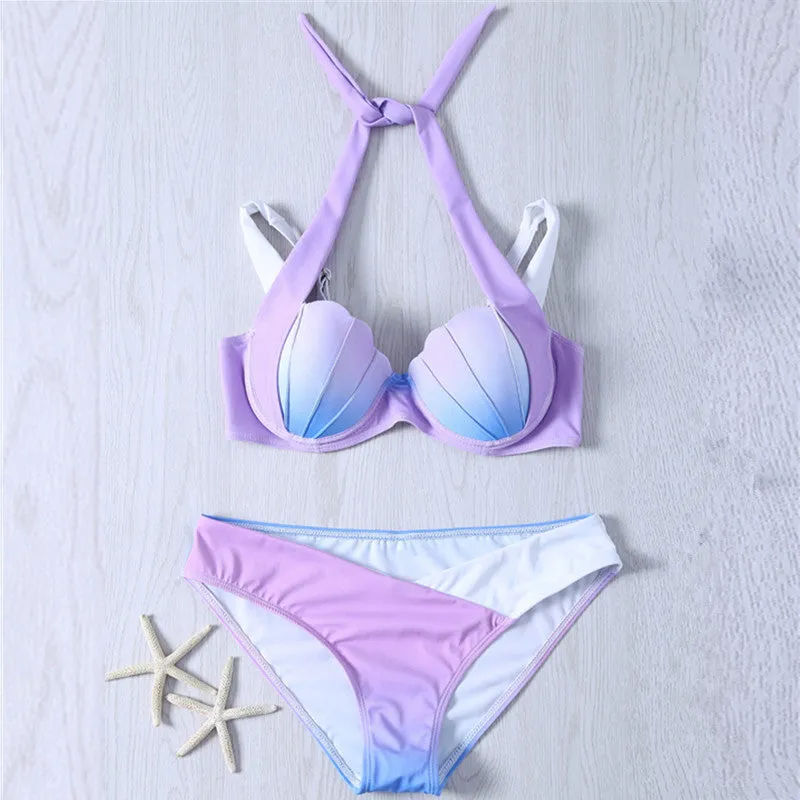 Sexy Bikini Classic Shell Bikinis Set Swimwear Women Swimsuit Push Up Swim Suit Biquini Tankini Beachwear Monokini BJ266