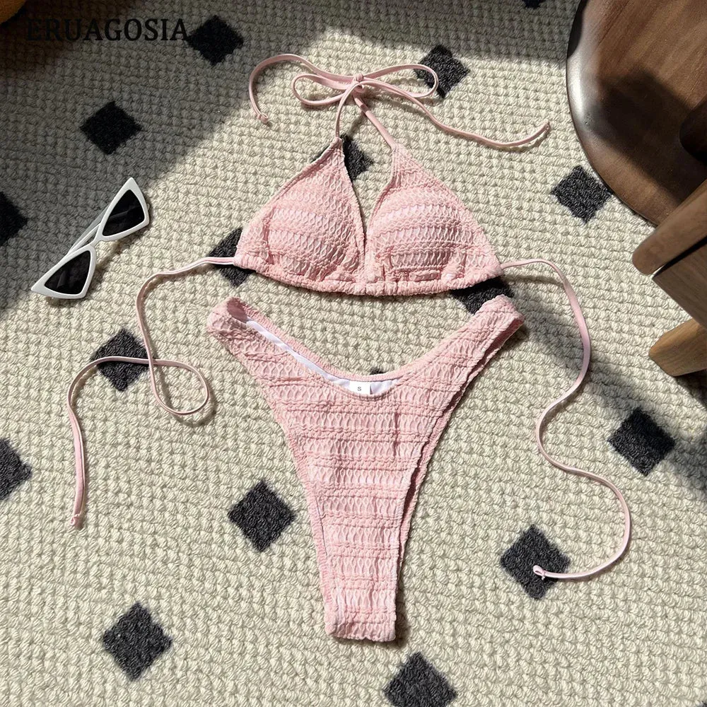 Sexy Bikini Swimwear  Push Up Halter Set  High Cut Beachwear