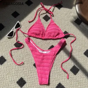 Sexy Bikini Swimwear  Push Up Halter Set  High Cut Beachwear