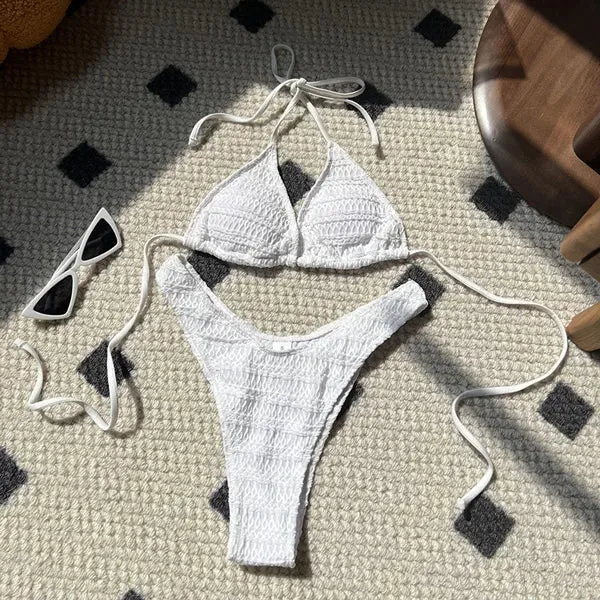 Sexy Bikini Swimwear  Push Up Halter Set  High Cut Beachwear