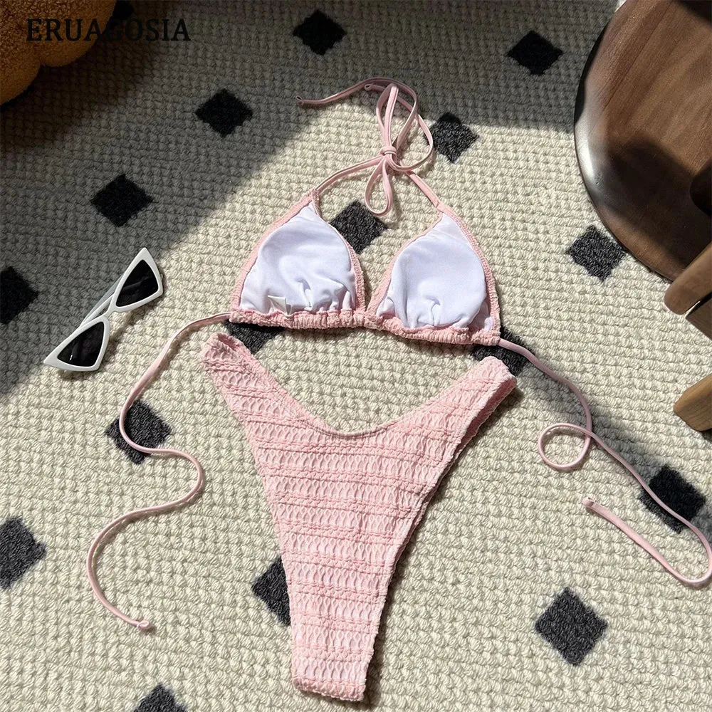 Sexy Bikini Swimwear  Push Up Halter Set  High Cut Beachwear