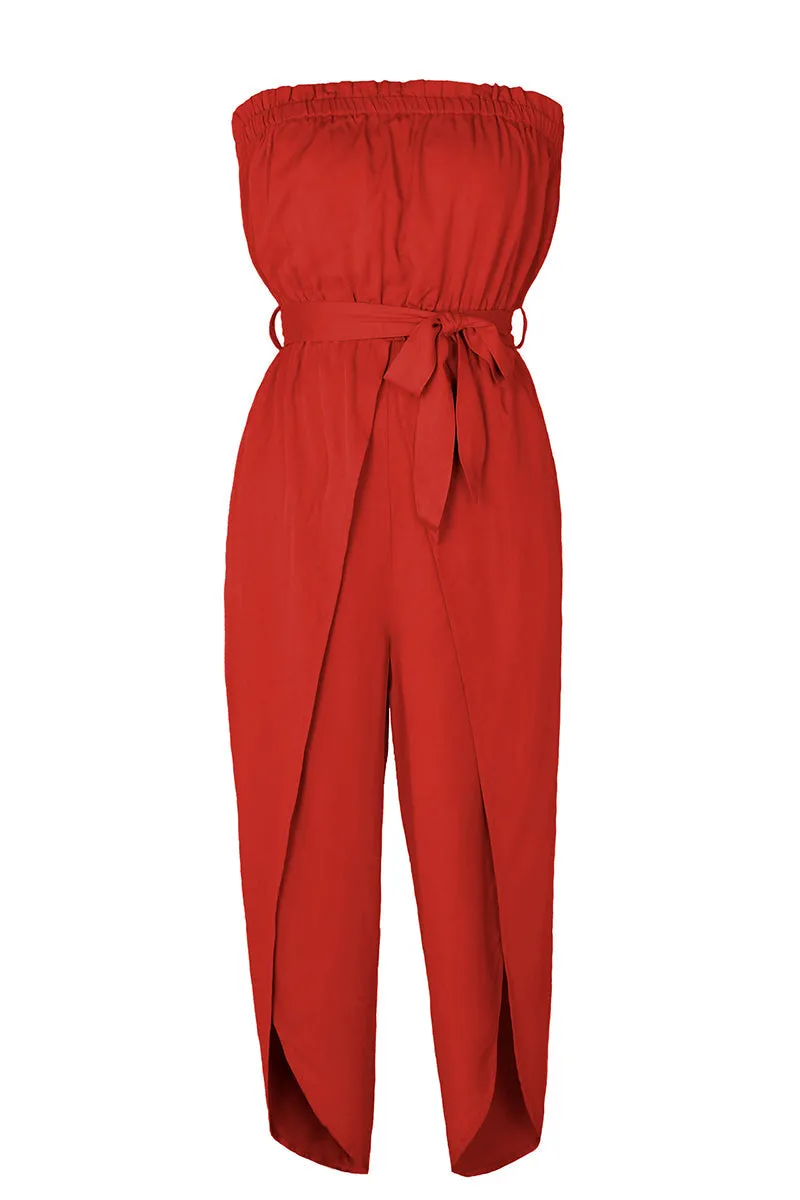 Sexy Casual Solid Frenulum Strapless Loose Jumpsuits(3 Colors)