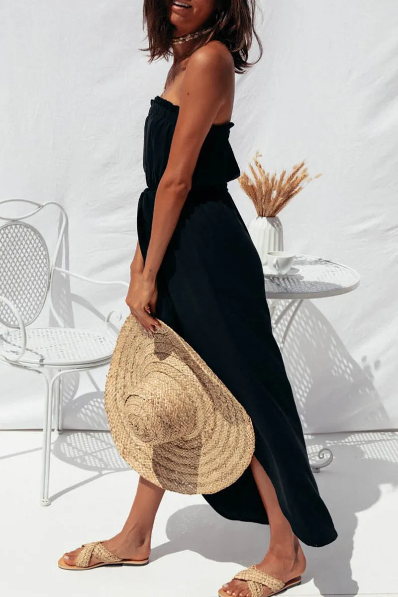 Sexy Casual Solid Frenulum Strapless Loose Jumpsuits(3 Colors)