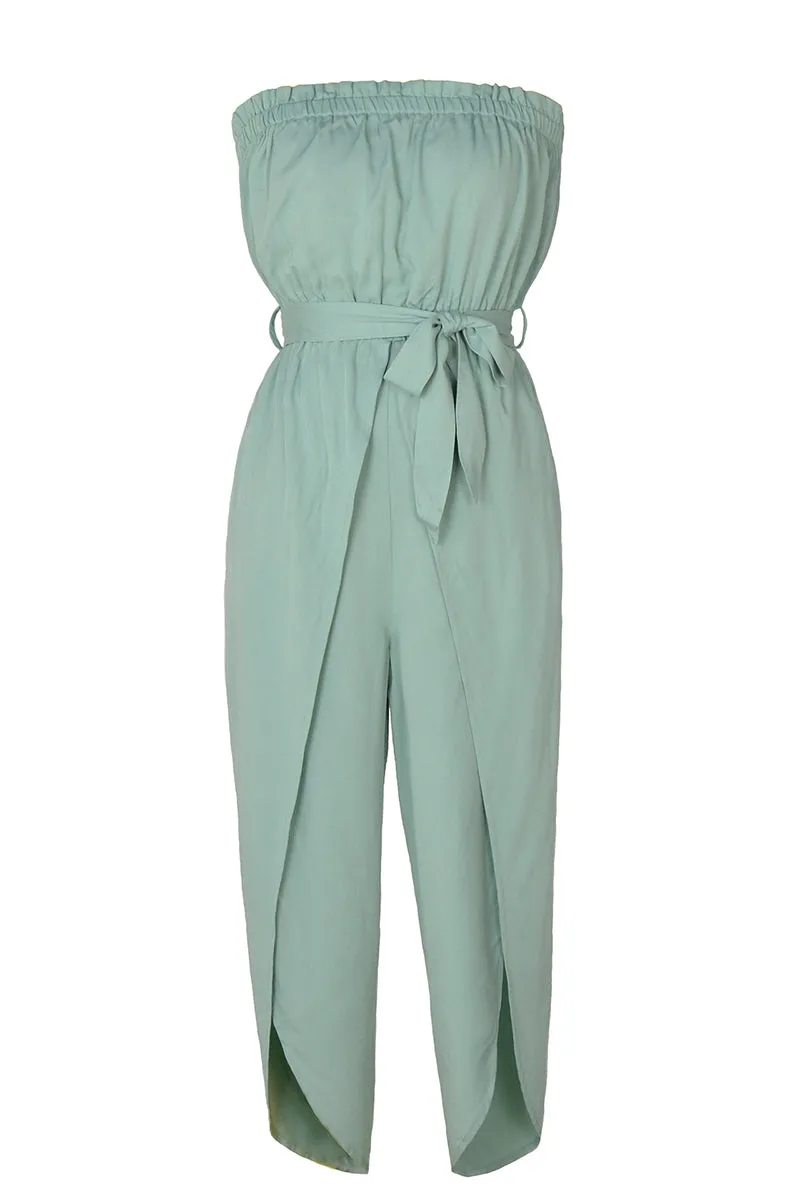 Sexy Casual Solid Frenulum Strapless Loose Jumpsuits(3 Colors)
