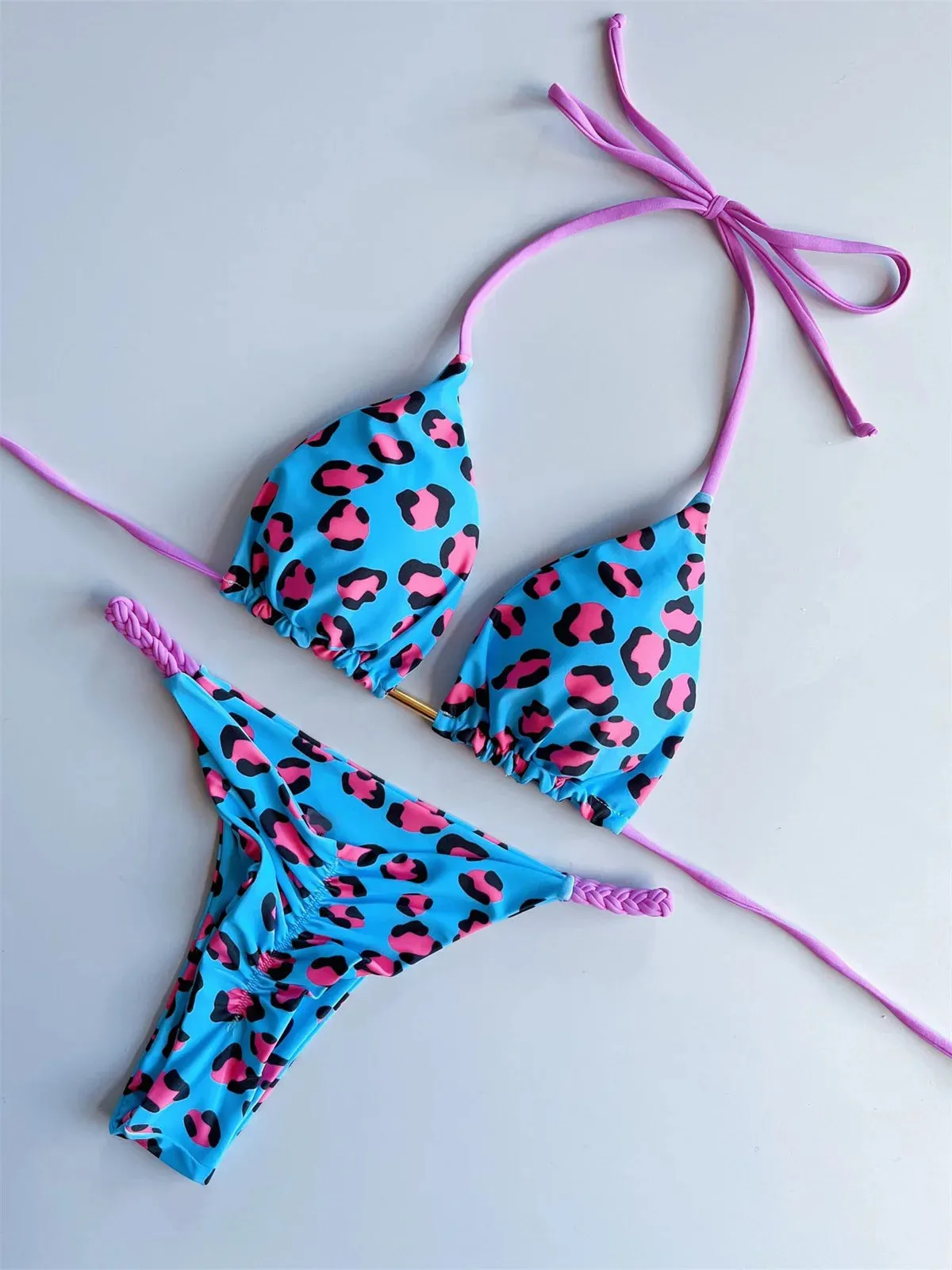Sexy Micro Bikini  Orange Leopard Push Up
