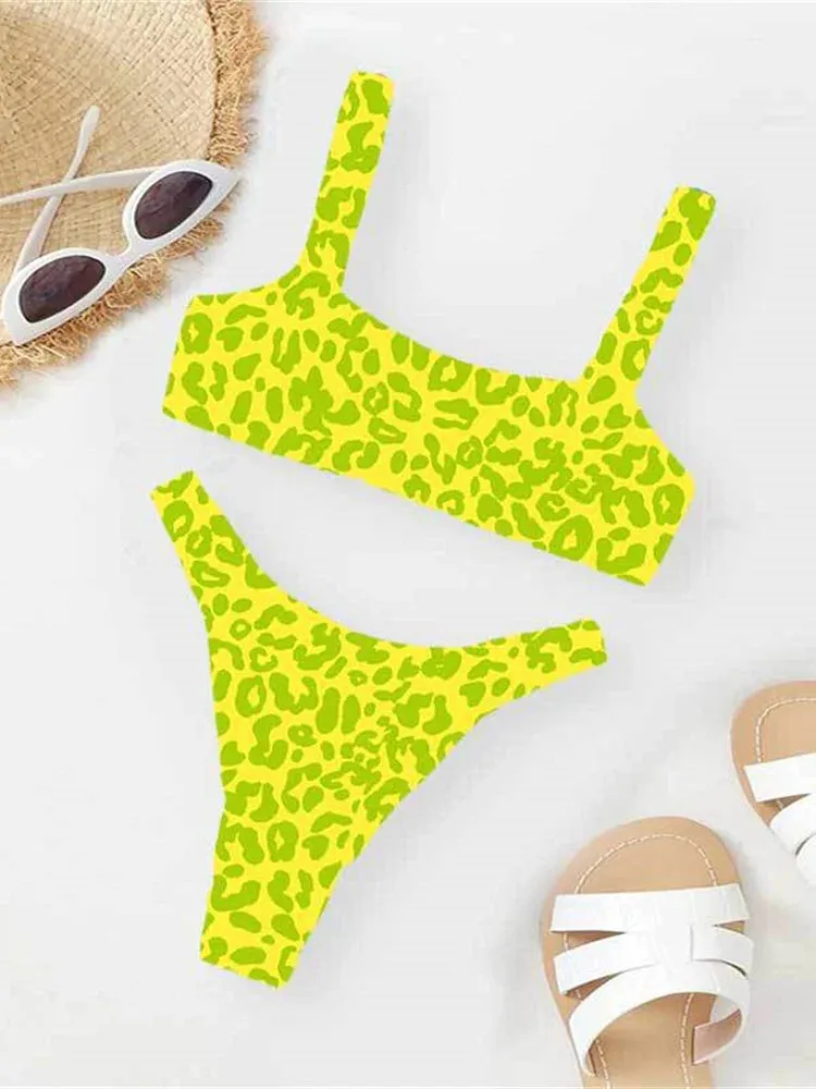 Sexy Micro Bikini  Orange Leopard Push Up