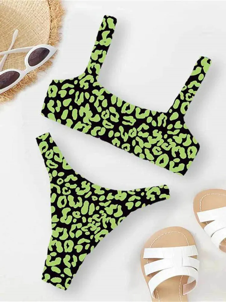 Sexy Micro Bikini  Orange Leopard Push Up