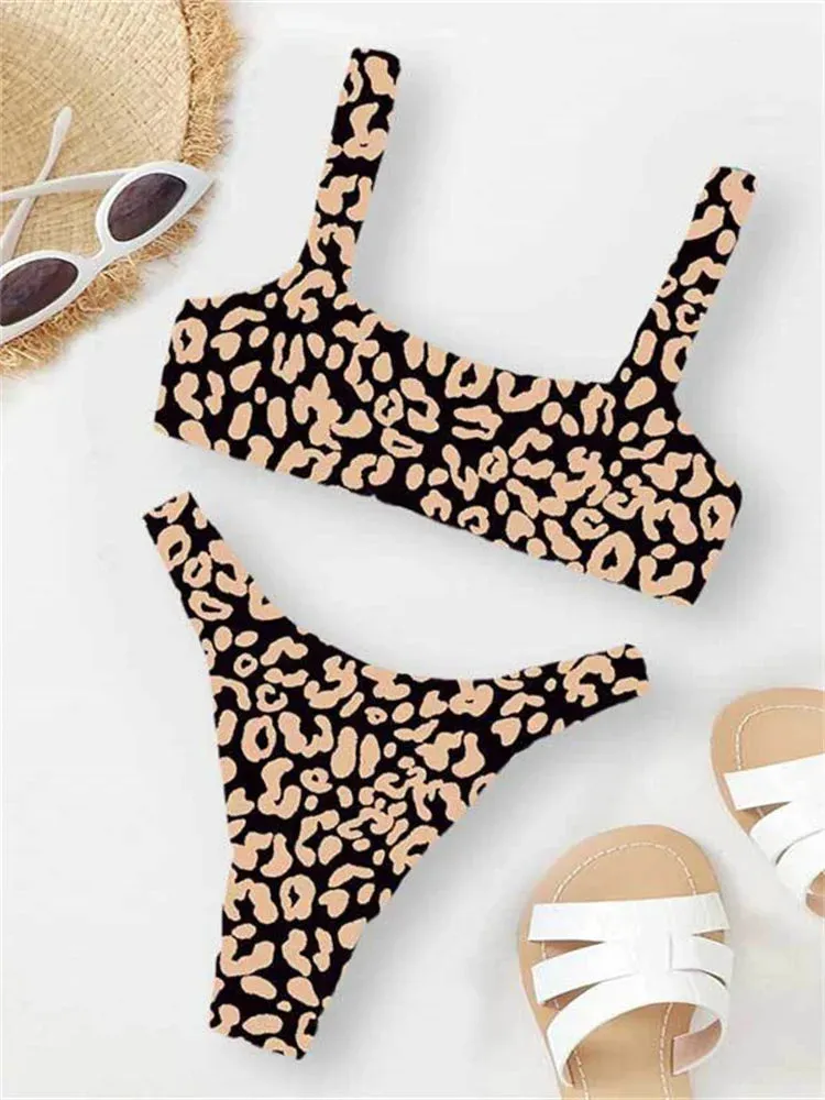 Sexy Micro Bikini  Orange Leopard Push Up