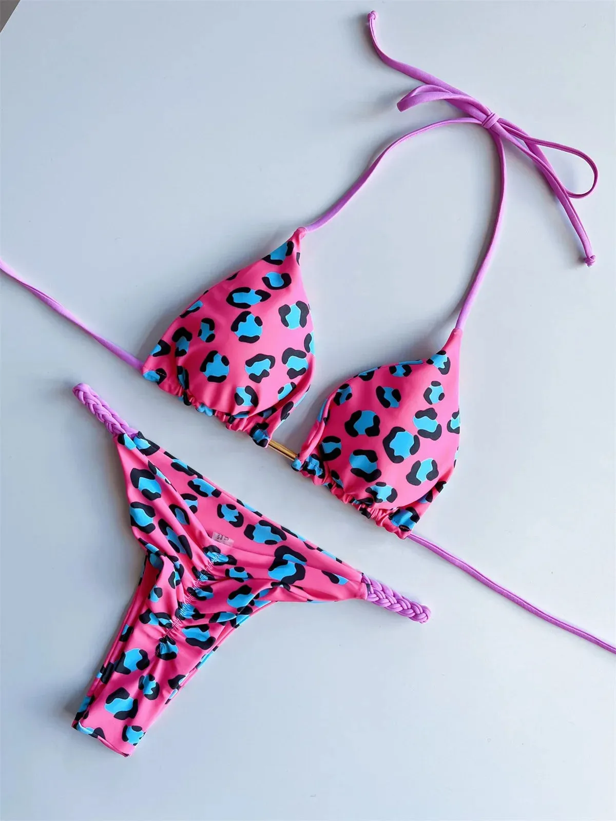 Sexy Micro Bikini  Orange Leopard Push Up