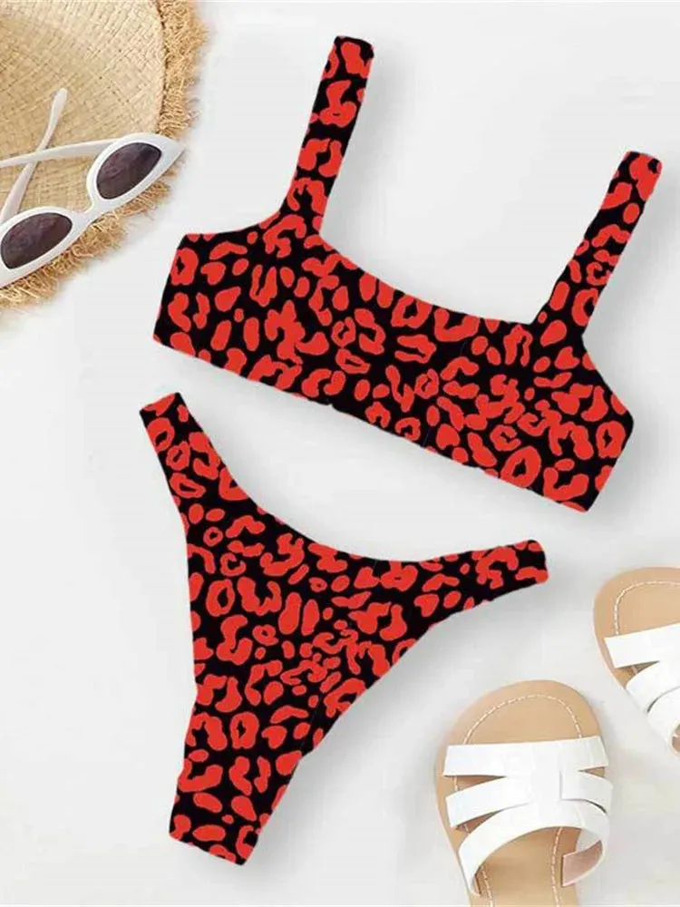 Sexy Micro Bikini  Orange Leopard Push Up