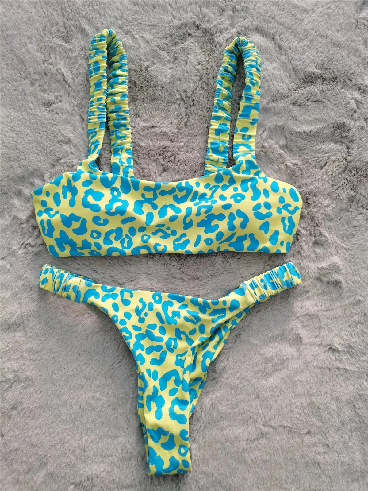 Sexy Micro Bikini  Orange Leopard Push Up