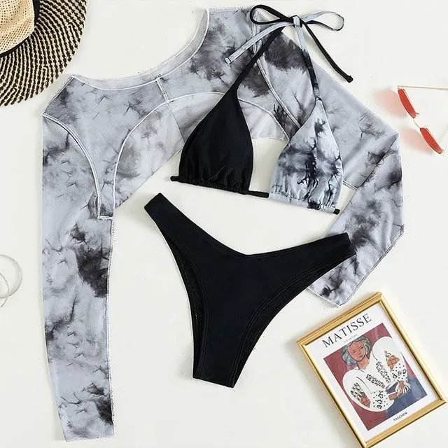 Sexy micro bikini set High cut swimsuit women Long sleeve swimwear