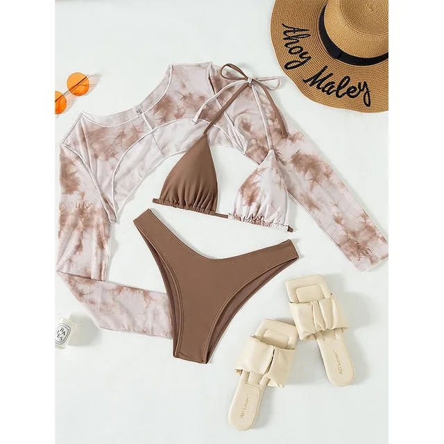 Sexy micro bikini set High cut swimsuit women Long sleeve swimwear