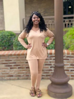 Sharon V-Neck Set (Dark Brush)