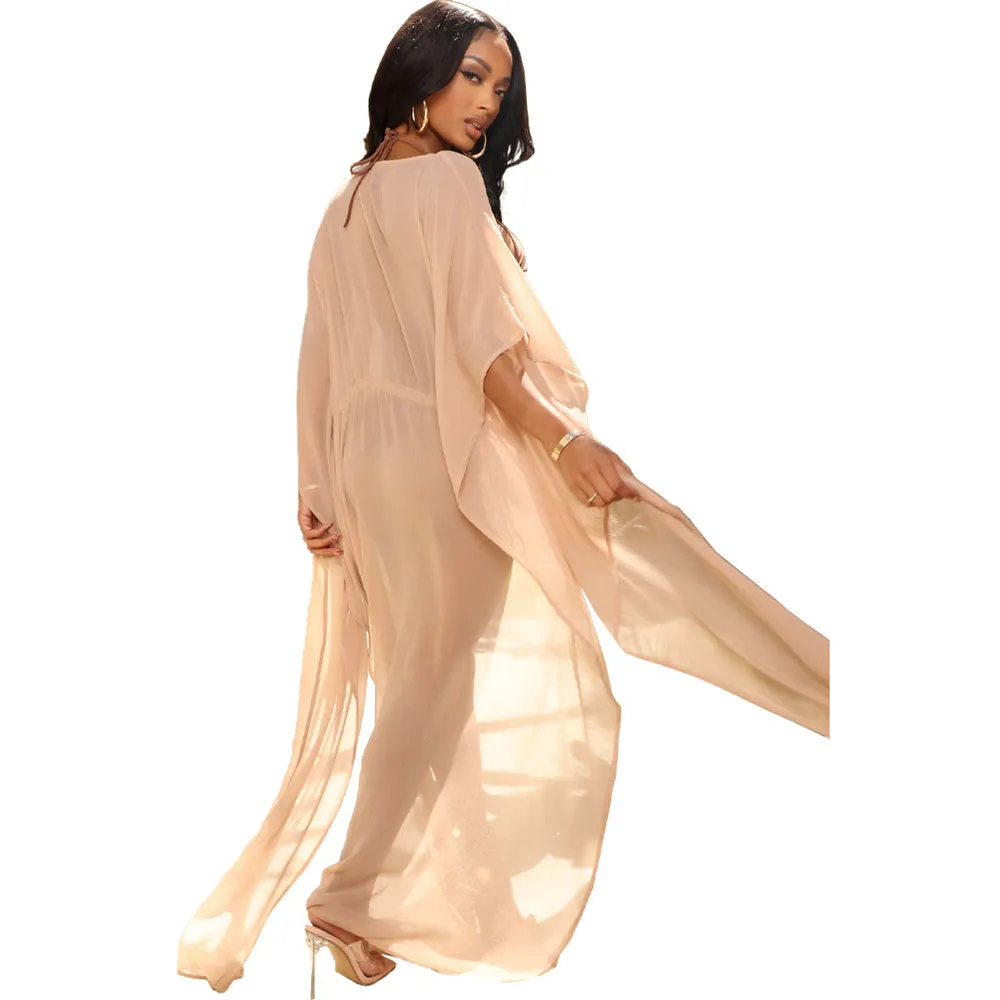 Sheer Mesh Robe Short Sleeve Cardigan Cover Ups