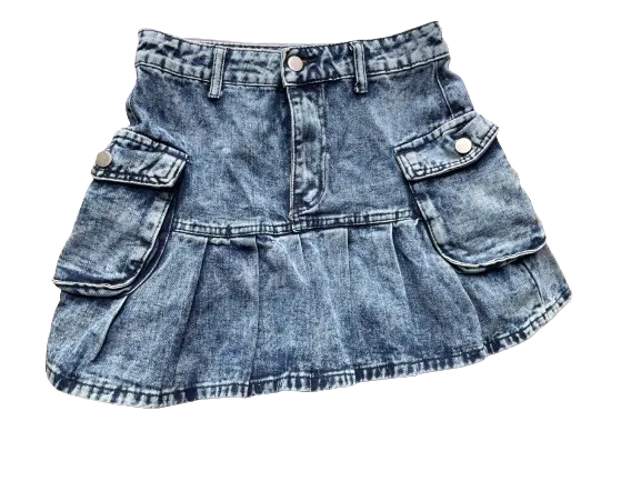 SHEIN Pleated Denim Mini Skirt
