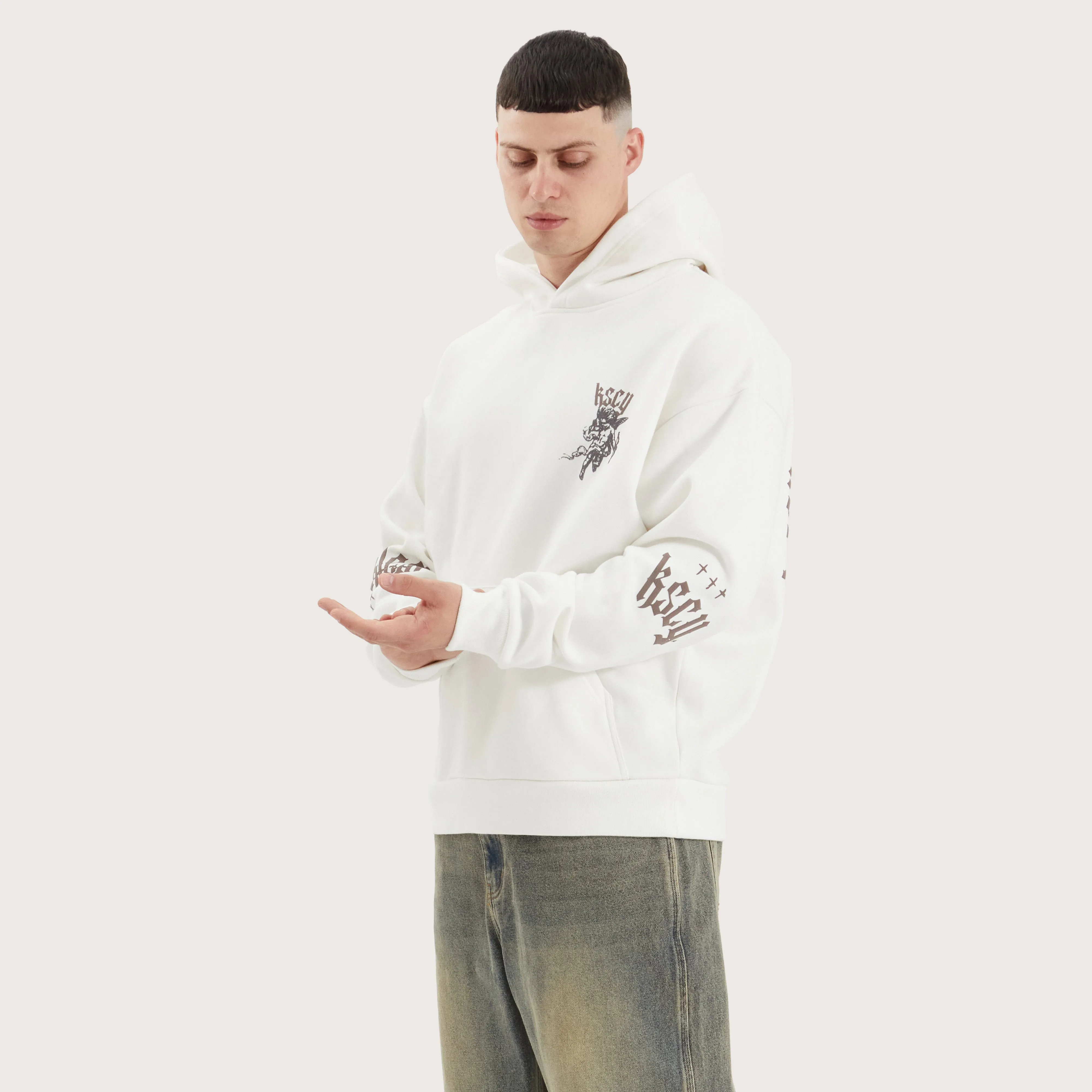 Shield Oversized Hoodie Natural White
